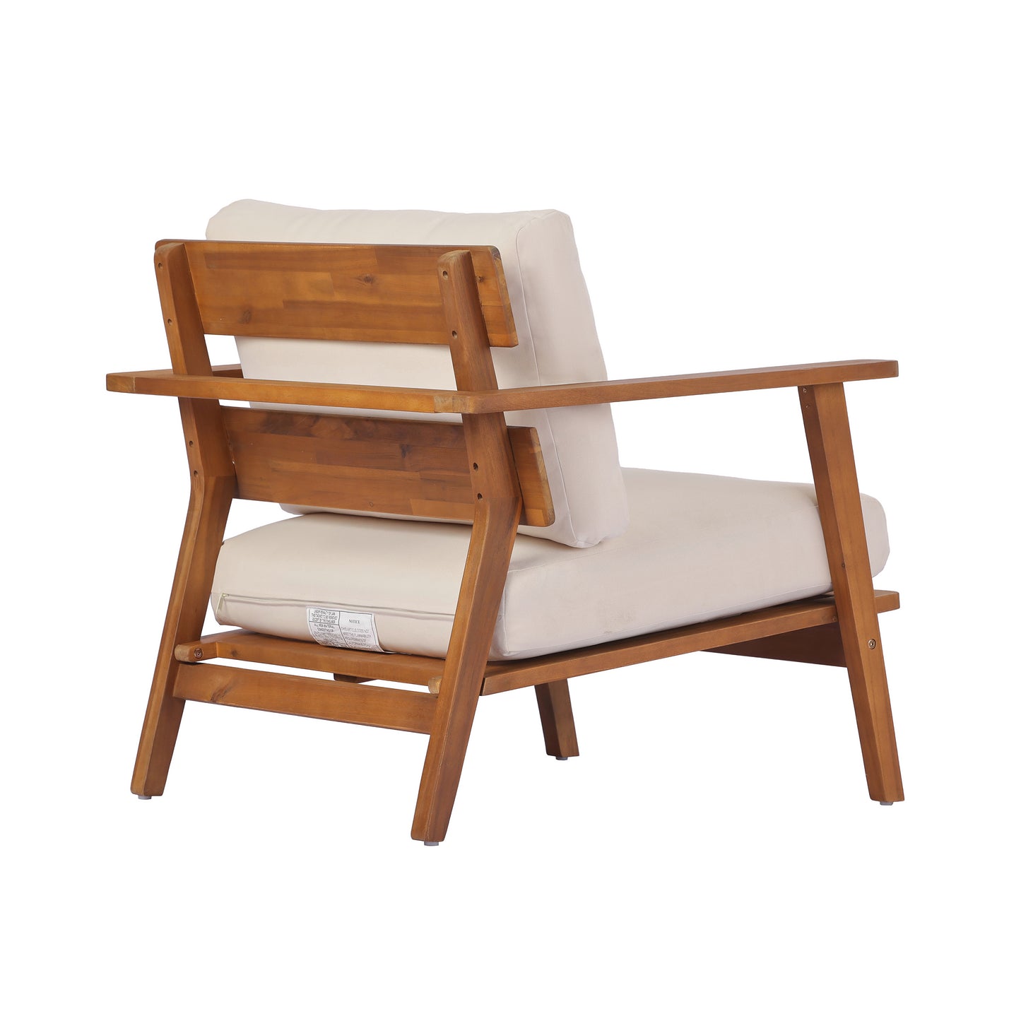 29.5" Mid-Century Modern Acacia Wood Outdoor Club Chair, Patio Armchair with Weather-Resistant Cushions & Solid Hardwood Frame