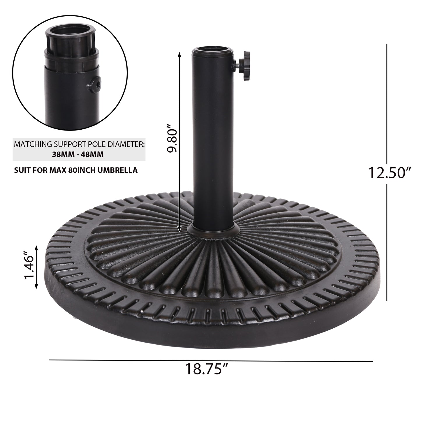 BLACK ROCK RESIN UMBRELLA BASE(60506.00)