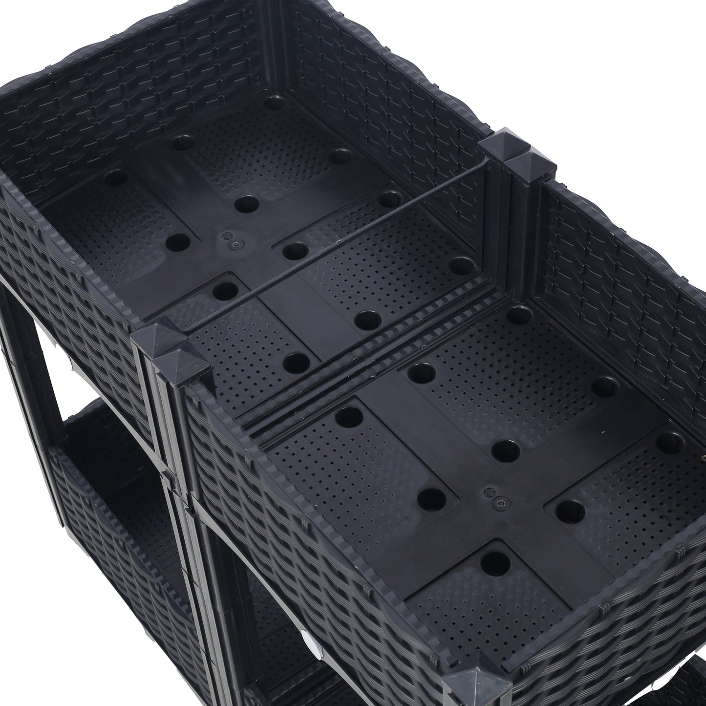 Planter Raised Beds - Elevated Planter Garden Box with Drainage Plug Raised Garden Beds for Vegetable/Flower/Herb Outdoor Standing Planter Beds Gardening Kit,Black,31.5"x15.7"x27.7"