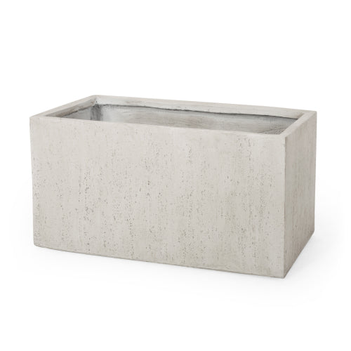 35.25 in. Outdoor Large Planter, White Magnesium Oxide Lightweight Concrete Square Garden Planter for Indoor and Outdoor