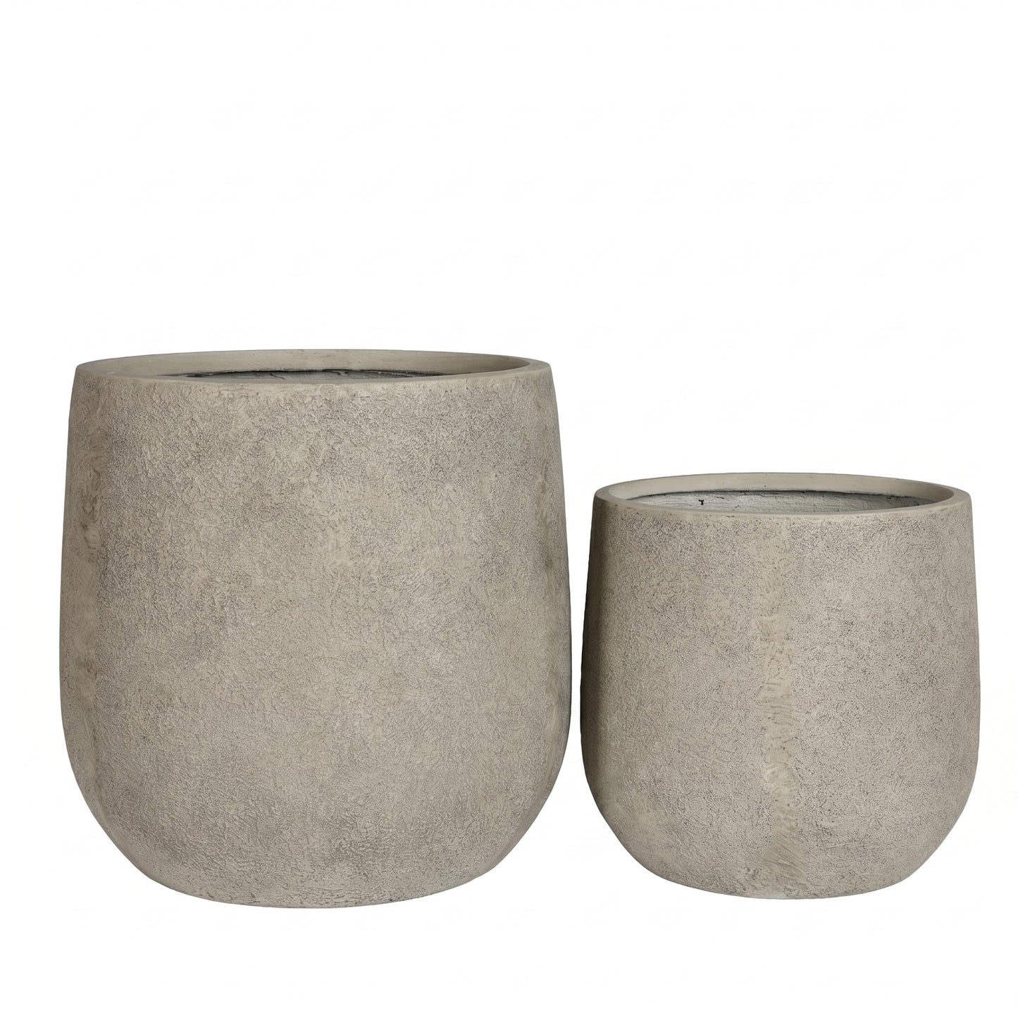 Round Concrete Planter Set of 2, Large Outdoor Indoor Handmade Rustic Decorative Planter Pots Containers with Drainage Holes for Home Garden Patio, 13" x 13" & 17" x 17" (antique grey)