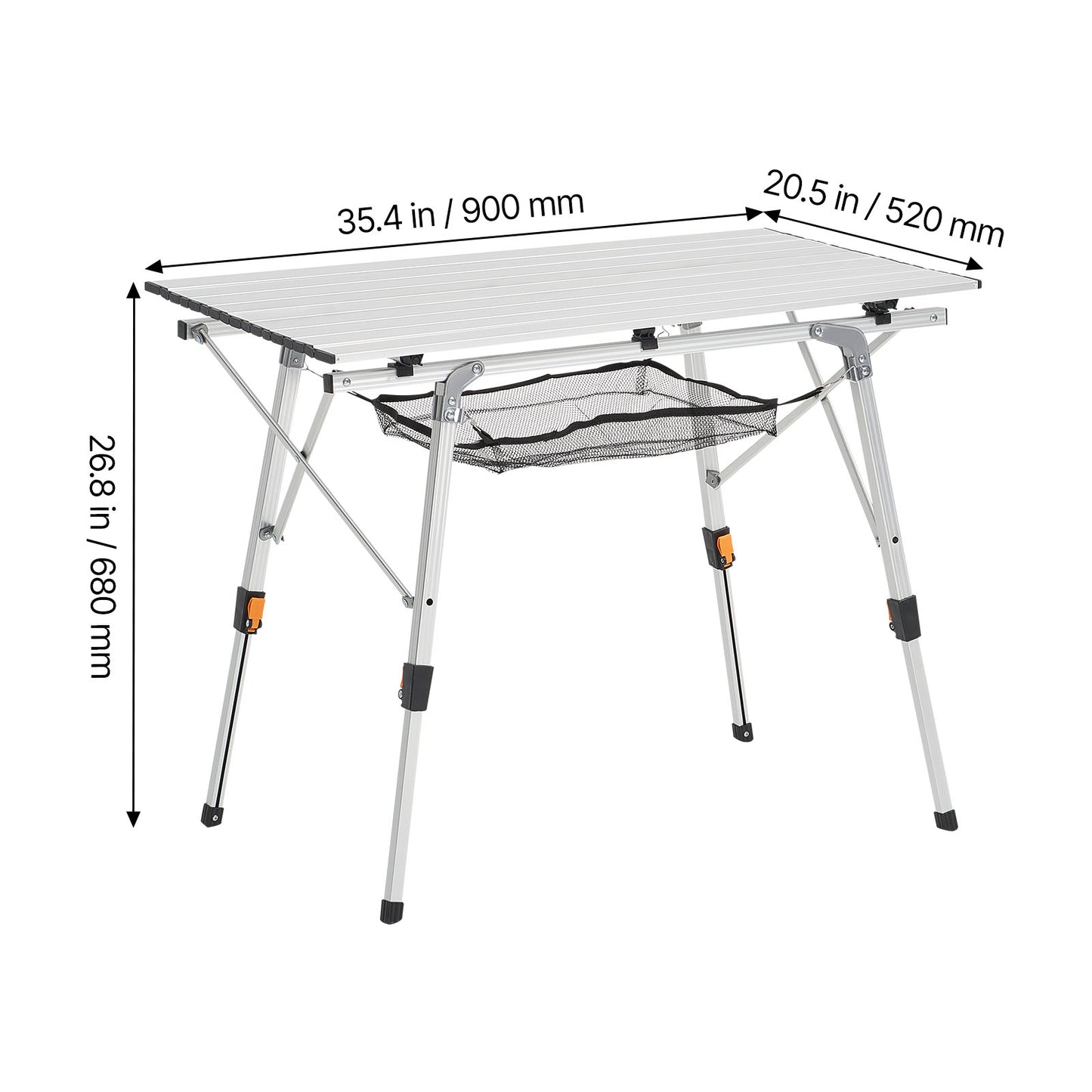 Folding Portable Camping Table Aluminum Outdoor Picnic Roll up Table Mesh Layer