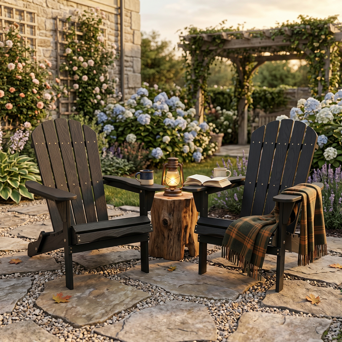 Wood Lounge Patio Chair for Garden Outdoor Wooden Folding Embossed Adirondack Chair Solid Wood Lounge Patio Chair with Wood Grain