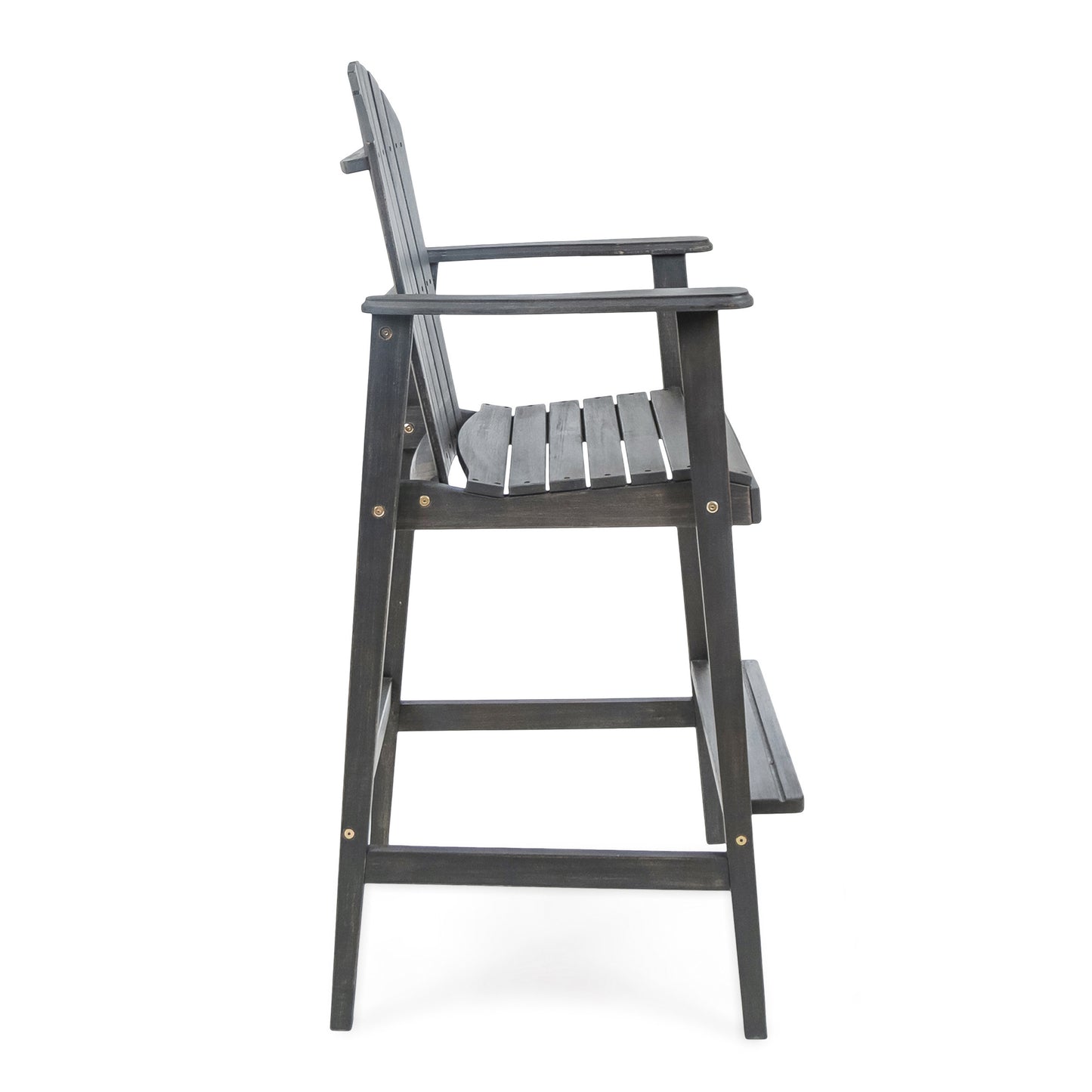Outdoor Acacia Wood Adirondack Barstools, Set of 2, Dark Gray