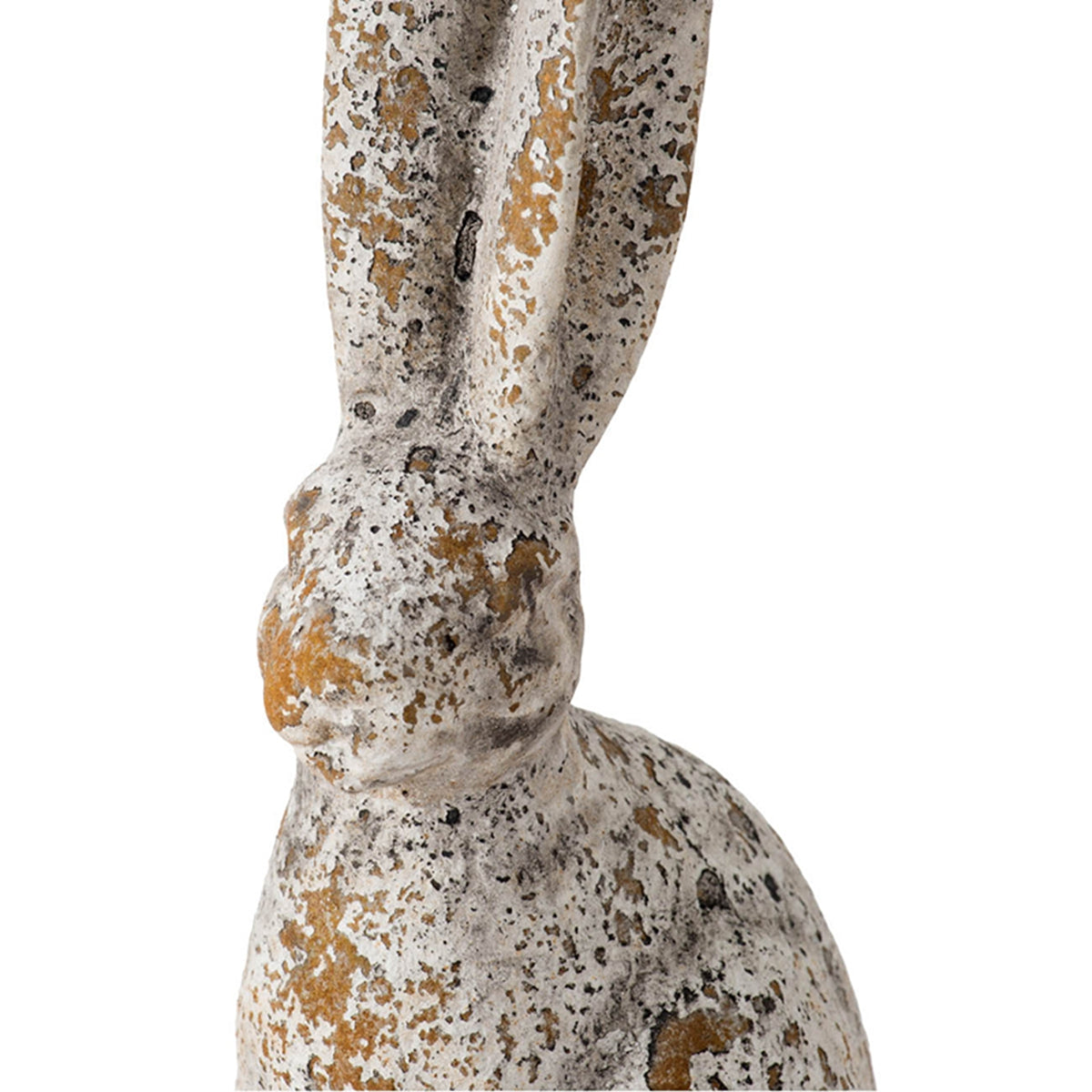 5.3x4.5x12.8" Weathered Cement Cream Rabbit Statue