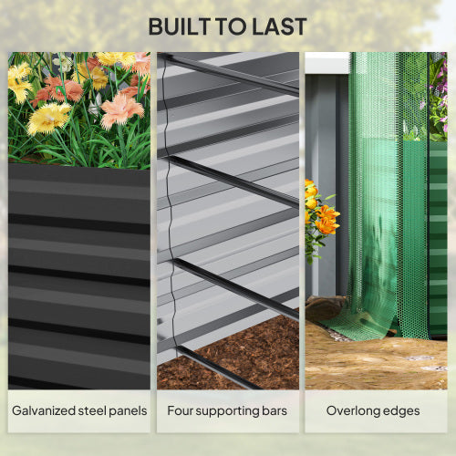 70.75 in. L x 23.5 in. W x 22.75 in. H Beige Steel Raised Garden Bed, Planter Box with Crop Cage and Shade Cloth