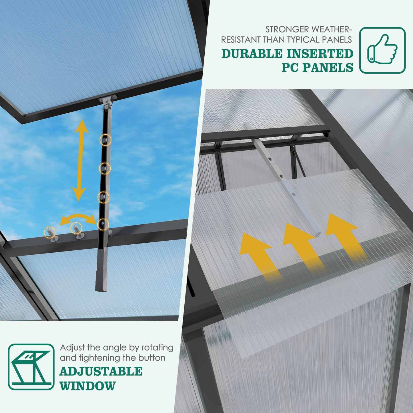 Newly marketed Gain height windproofaluminum greenhouse 6x10 FT Polycarbonate Greenhouse Raised Base and Anchor Aluminum Heavy Duty Walk-in Greenhouses for Outdoor Backyard in All Season