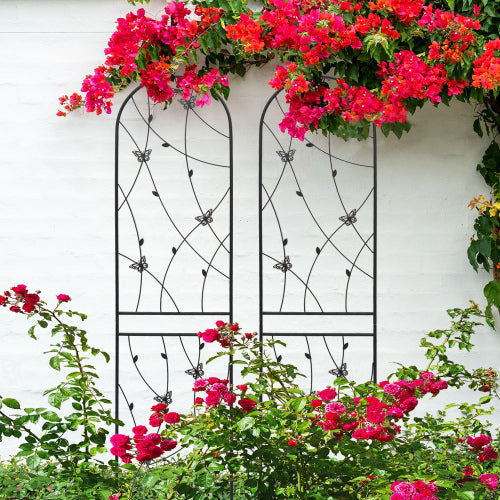 4-Pack 86.7 in. x 19.7 in. Black Metal Garden Trellis, Rustproof Trellis for Climbing Plants Outdoor Flower Support