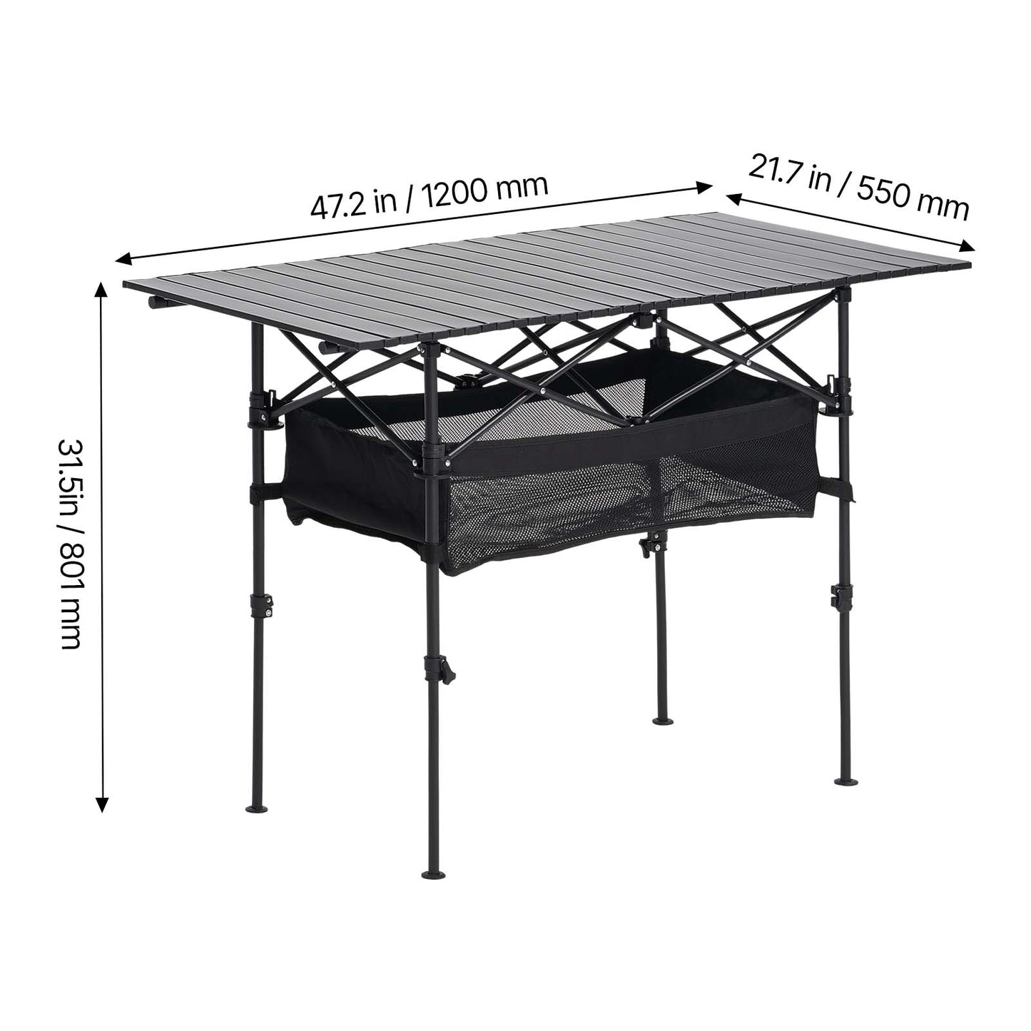 Folding Portable Camping Table Aluminum Outdoor Picnic Roll up Table Storage Bag