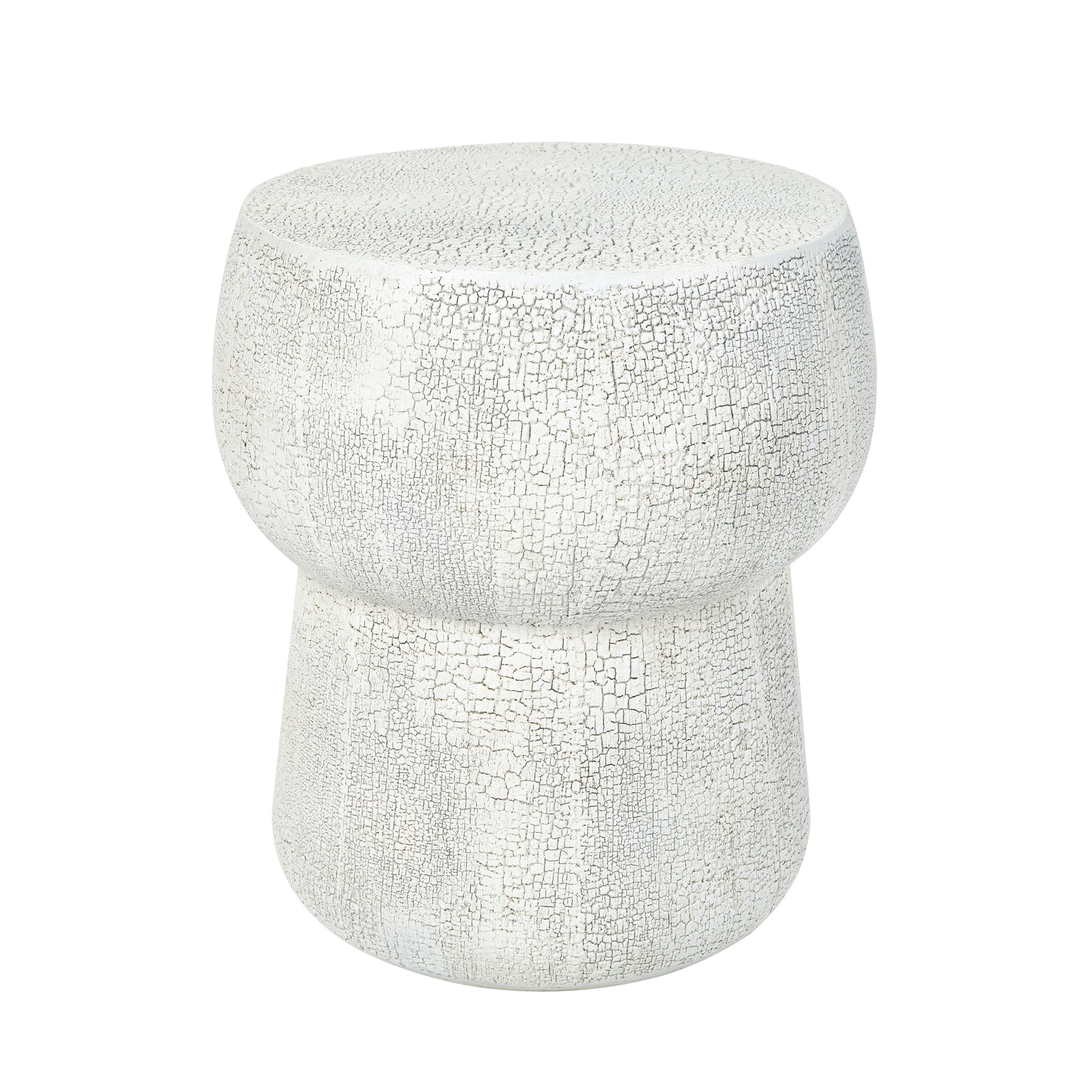U_Style Outdoor Patio Accent Table with Crack process , Morden Concrete coffee Table with Double Barrel Shape Outdoor Side Table, Garden Stoolsl  for Patio,Garden, Backyard.