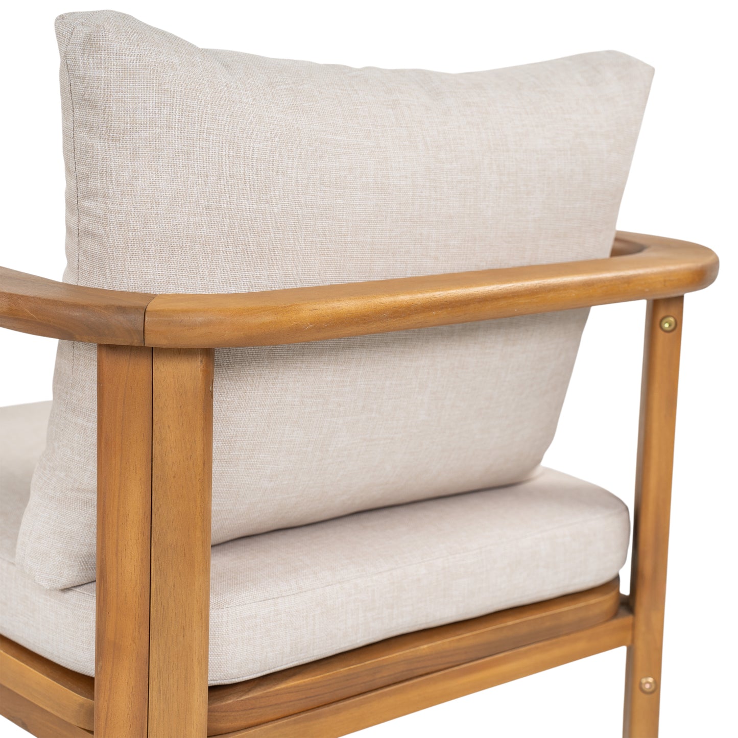 Kaja Outdoor Acacia Wood Dining Chair, Teak Finish Frame With Beige Cushion, Set of 2