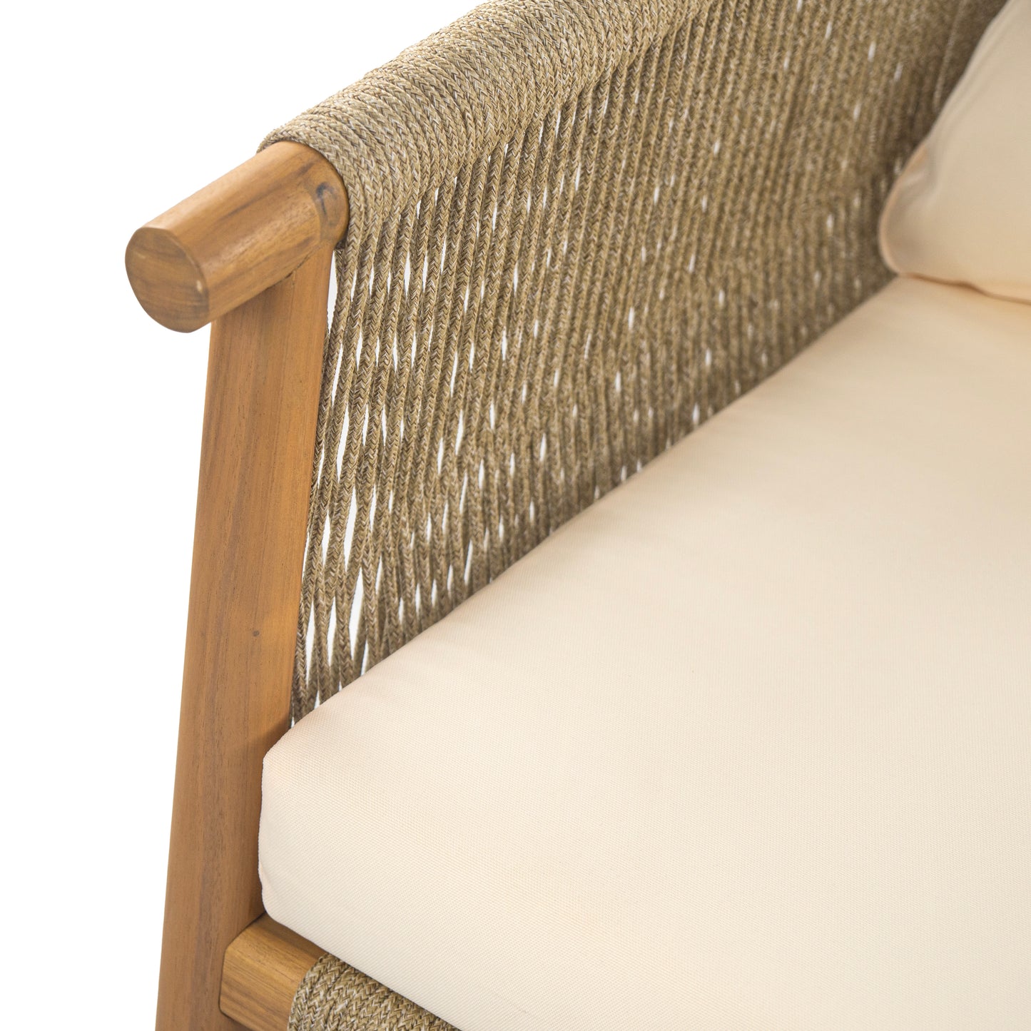 28" Modern Outdoor Woven Lounge Chair with Solid Wood Frame and Comfortable Polyester Cushions, Perfect for Patio, Garden, or Balcony