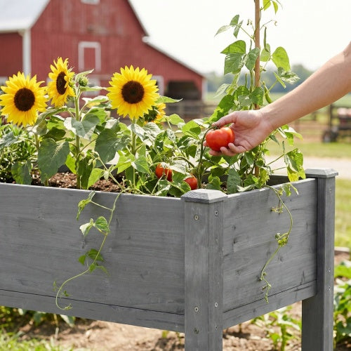 48 x 24 x 30 in. Raised Garden Bed with Legs-Elevated Wood Planter Box for Outdoor Growing