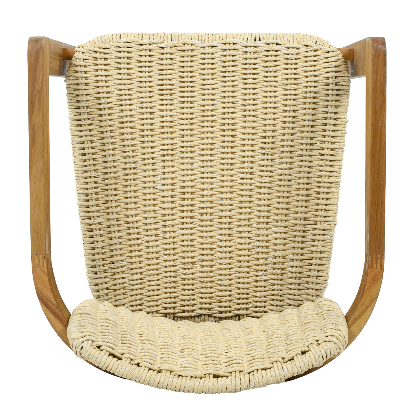 Outdoor Woven Rattan Chair Set Two Accent Chairs Stylish Outdoor Armchairs 2 Person Seating Group Ergonomic Garden Chairs for Patio, Outdoor, Teak Finish+Natural Rattan