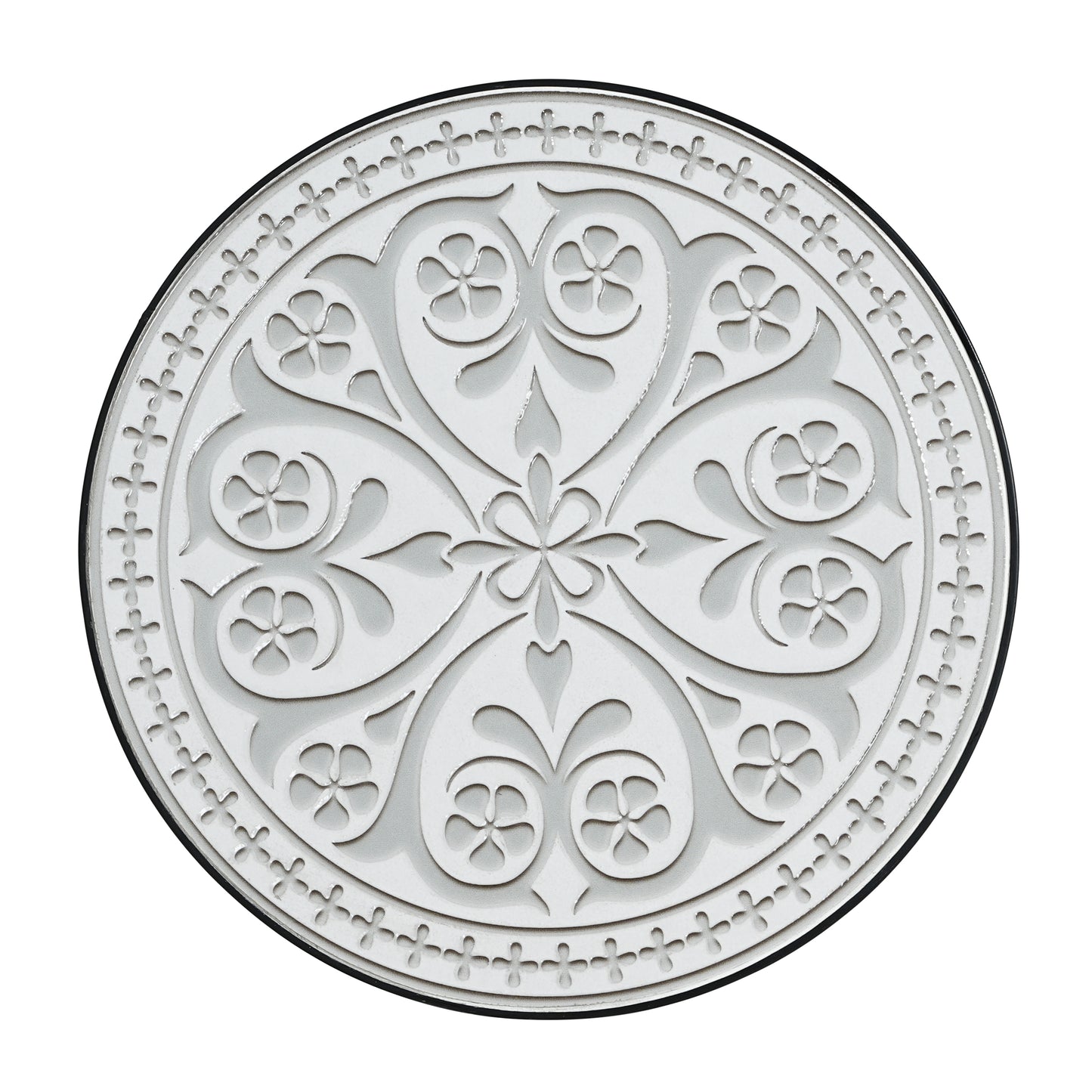 Outdoor Round Side Table with Mosaic-Style Top and Curved Iron Legs, Grey and Matte Black