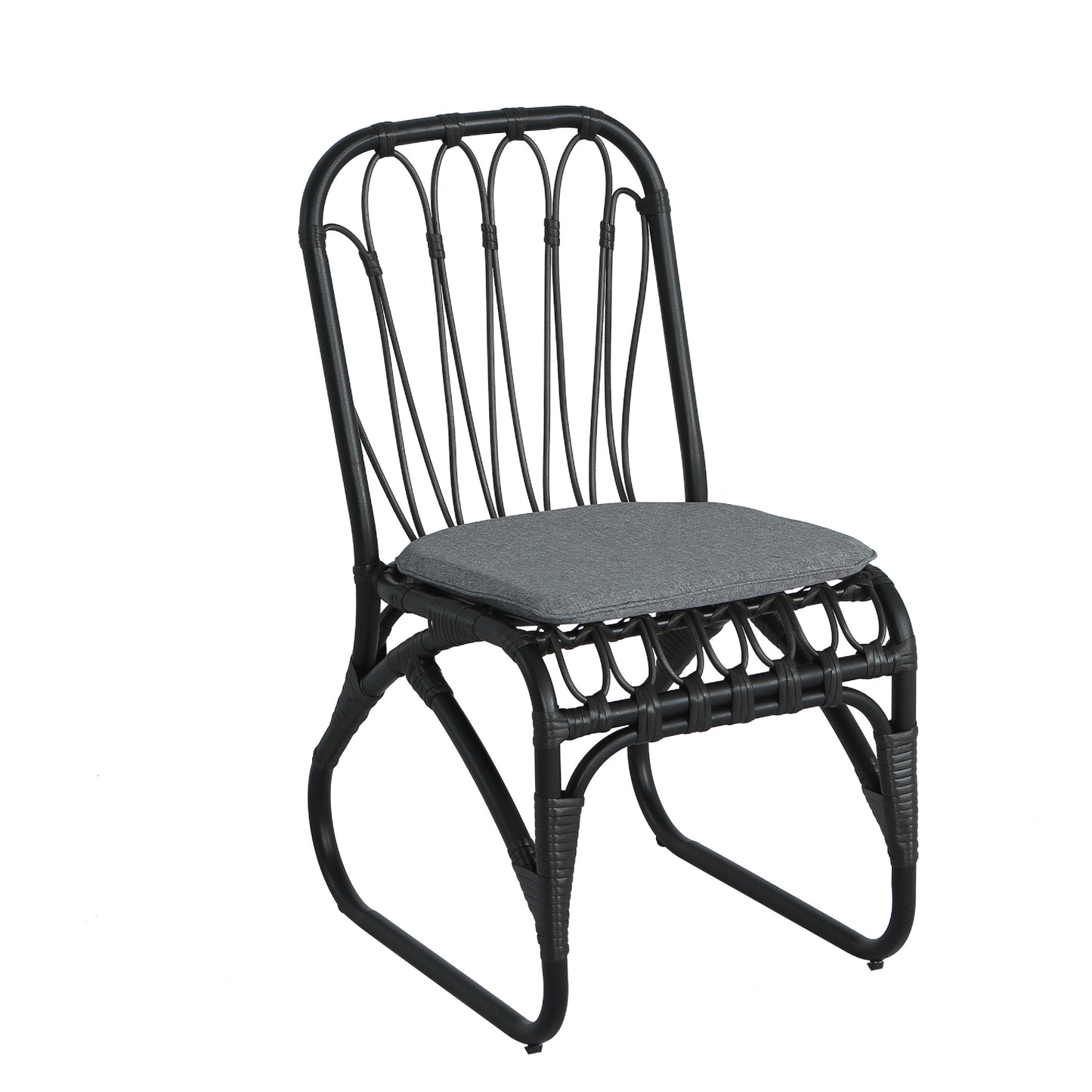 Outdoor PE Wicker Dining Chairs with Washable Cushion Set of 2, Outdoor Rattan chairs for Backyard, Poolside, Garden,Patio,Grey