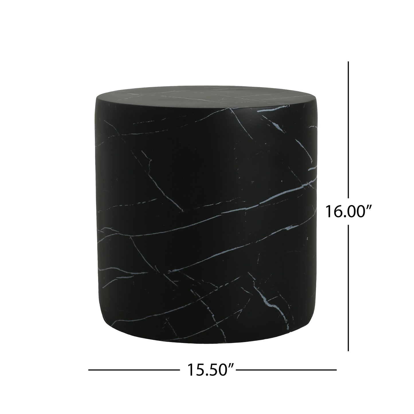 Outdoor Lightweight concrete MGO Side/End Table , Living Room Accent Table,Black Marble