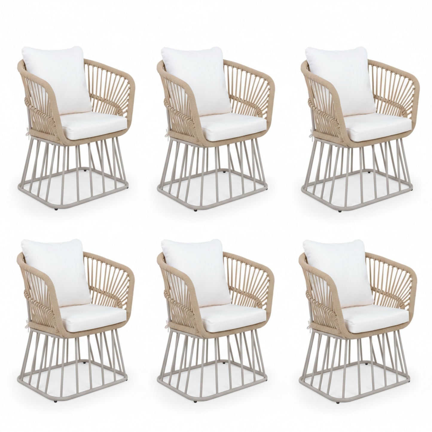 Outdoor Dining Chair MP1 - Teak Finish Wicker & Beige Steel Frame, 300LBS Weight Capacity, Includes Cushion