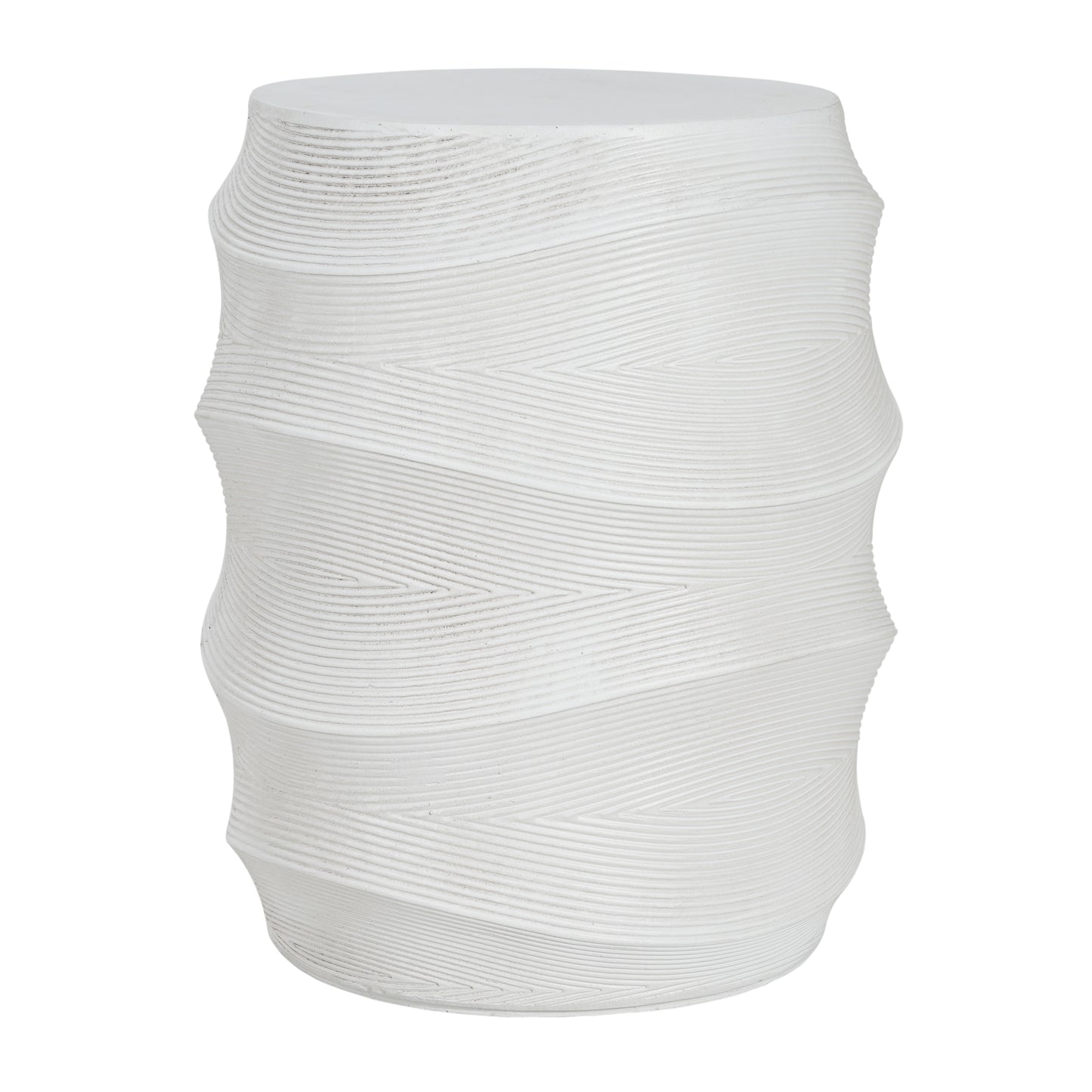 Antique-Style Magnesium Oxide Outdoor Side Table, White Finish