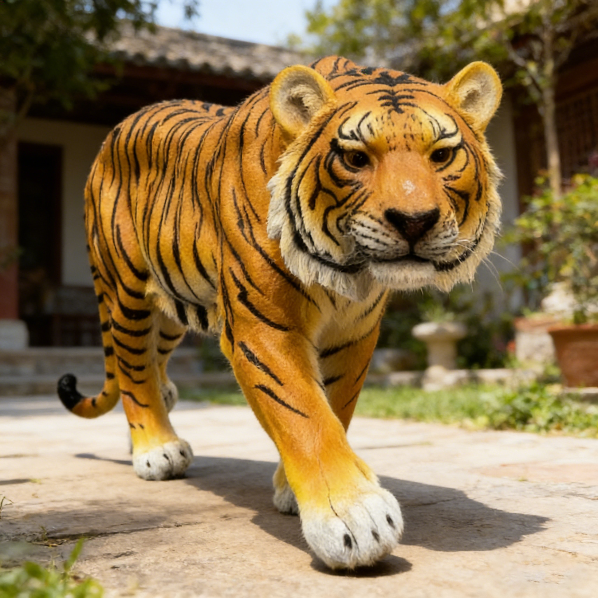 15.75" H x 33.46" L x 7.87" W Simulated Tiger Resin Garden Statue, Indoor & Outdoor Decorative Ornament, Lawn & Courtyard Art Craft, Unique Gift for Home & Yard