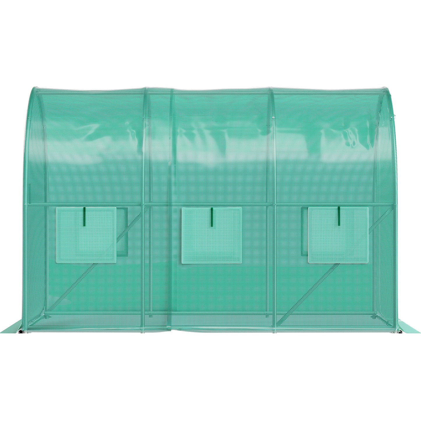 Walk-in Tunnel Greenhouse, 9.8 x 6.6 x 6.6 ft Portable Plant Hot House w/ Galvanized Steel Hoops, 1 Top Beam, Diagonal Poles, Zippered Door & 6 Roll-up Windows, Green