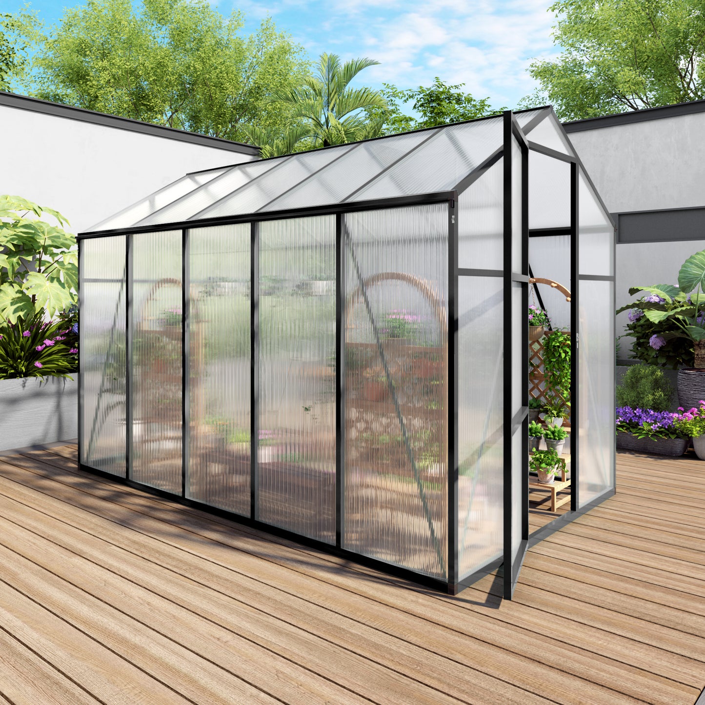 Newly marketed Gain height windproofaluminum greenhouse 6x10 FT Polycarbonate Greenhouse Raised Base and Anchor Aluminum Heavy Duty Walk-in Greenhouses for Outdoor Backyard in All Season