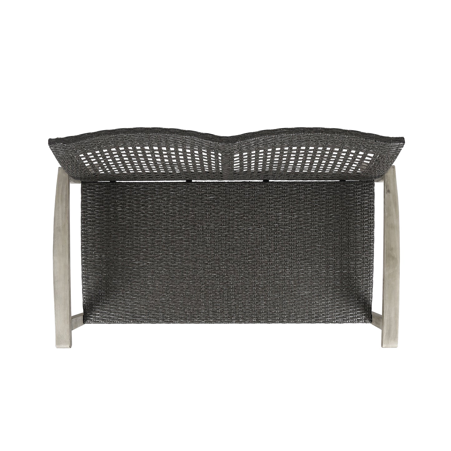 HAMPTON Outdoor Acacia Wood Wicker Loveseat, Patio Furniture Conversation Set for Backyard
