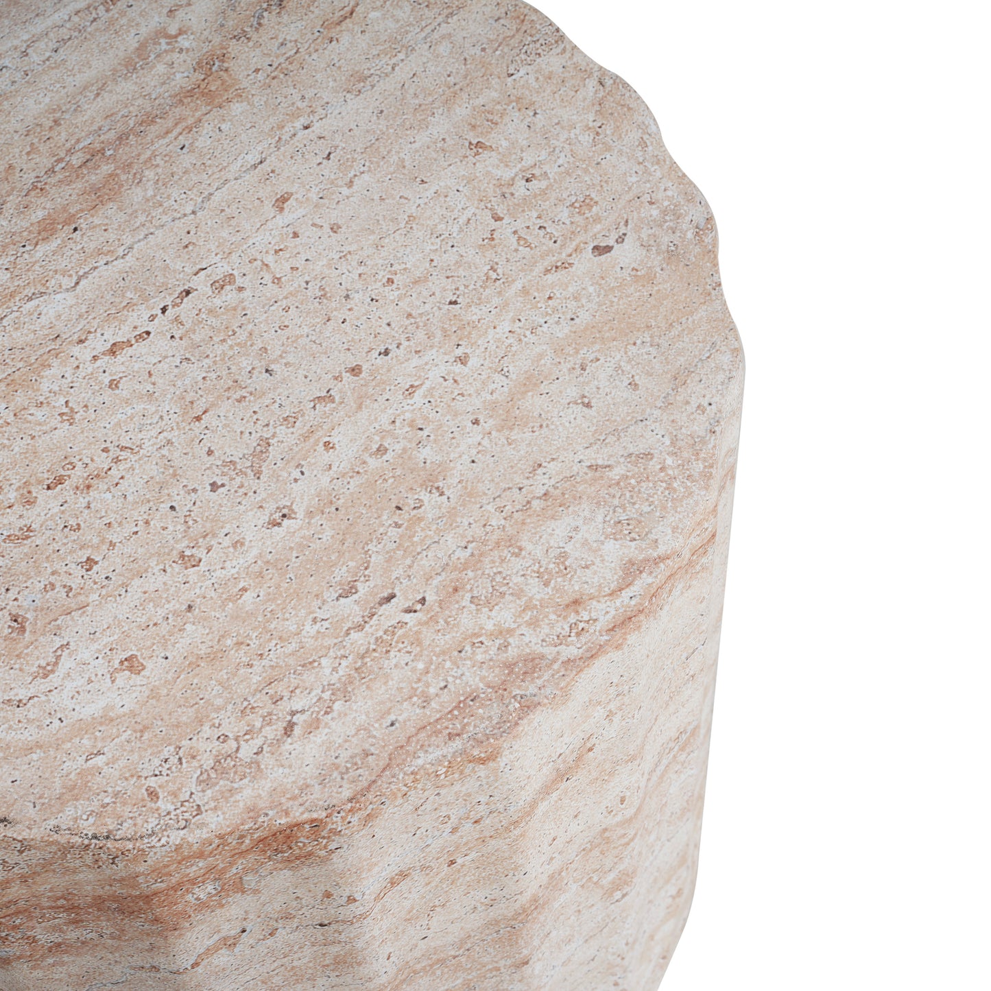 Outdoor/Indoor Lightweight Concrete Side Table,Cylinder Travertine Finish Accent Table