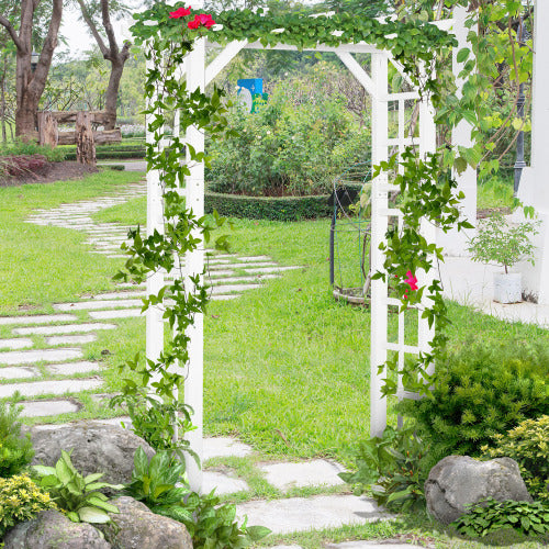 White 84.50 in. x 23.50 in. Wooden Garden Arbor Wedding and Ceremony Outdoor Garden Arch Trellis for Climbing Vines