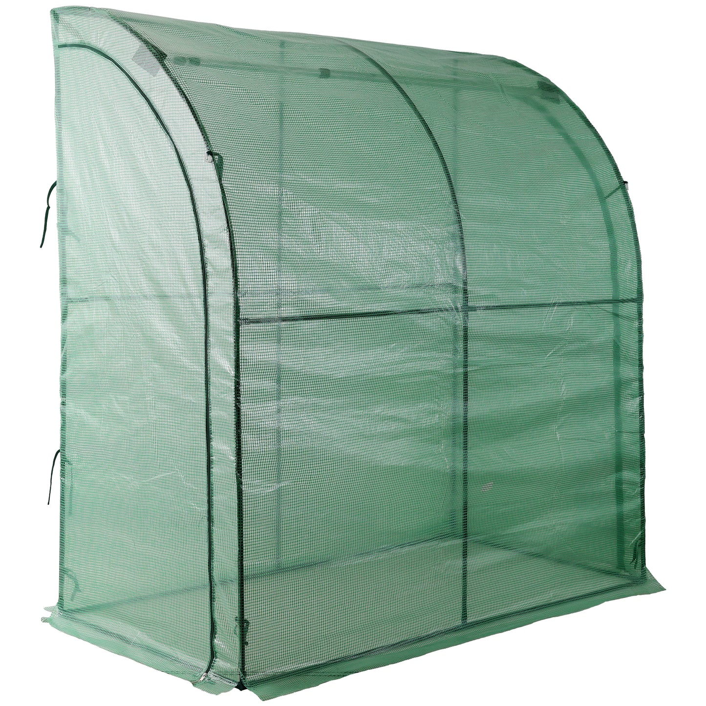 3 Tier Lean-To Portable Greenhouse, Heavy Duty Indoor Outdoor Garden Greenhouse with Wire Shelves, 2 Roll-Up Zipper Doors, Easy Assembly, 79"x39"x83", PE Weatherproof Cover