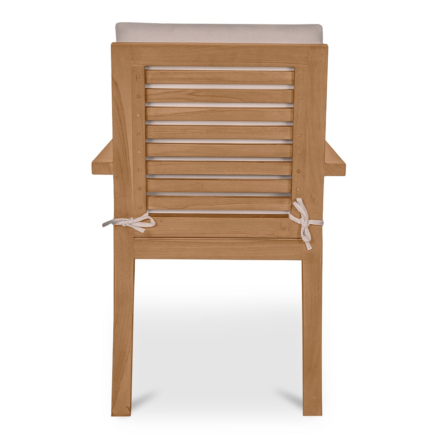 Outdoor Dining Chair, Slatted Back, Solid Teak, Quick Dry Foam, White