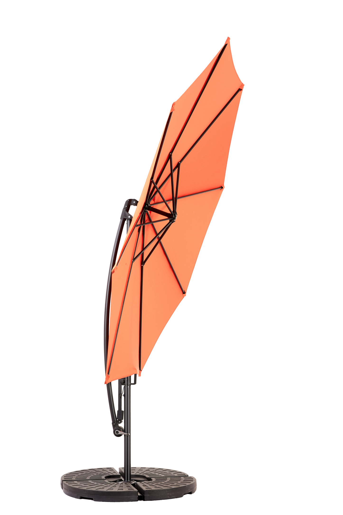 Best Choice Products 10ft Offset Hanging Market Patio Umbrella w/Easy Tilt Adjustment, Polyester Shade, 8 Ribs for Backyard, Poolside   - (orange )(No Base)