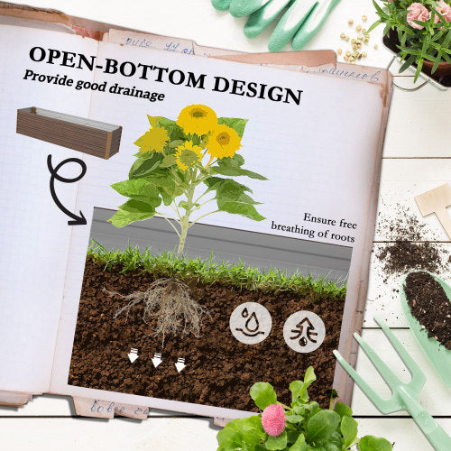 Outsunny 8 x 2 x 2ft Galvanized Raised Garden Bed Kit, Outdoor Metal Elevated Planter Box with Safety Edging, Large Raised Bed for Growing Flowers, Herbs and Vegetables