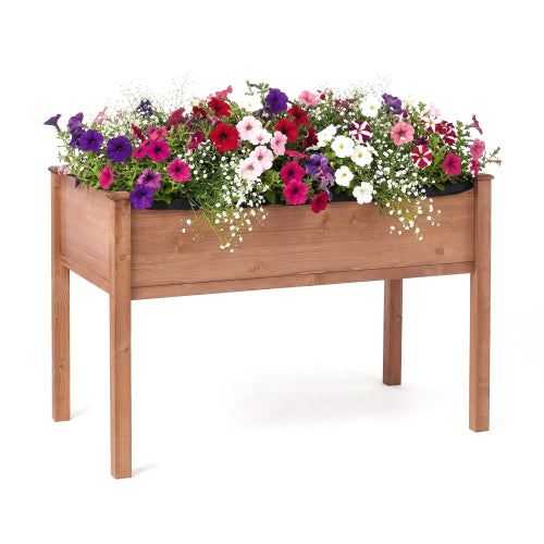 48 in. x 24 in. x 30 in. Outdoor Wood Elevated Planter Box with Legs for Garden, Brown