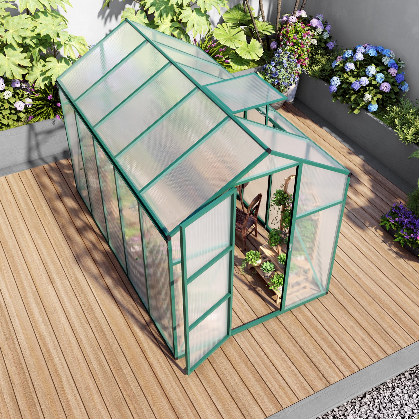 Newly marketed Gain height windproofaluminum greenhouse 6x10 FT Polycarbonate Greenhouse Raised Base and Anchor Aluminum Heavy Duty Walk-in Greenhouses for Outdoor Backyard in All Season