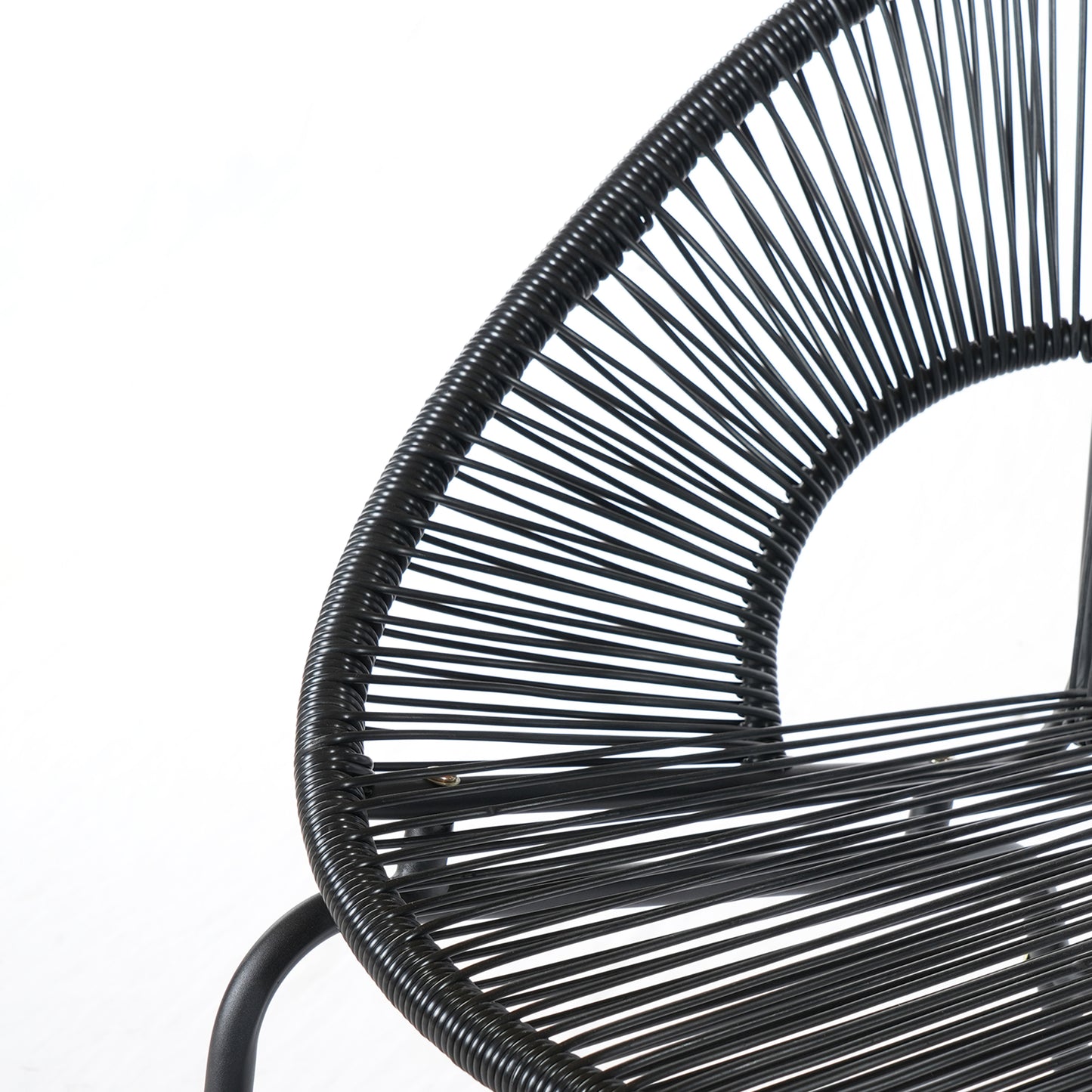 CONDESSA OUTDOOR PATIO WICKER LOVE SEAT, BLACK PE RATTAN & IRON FRAME, SET OF 1