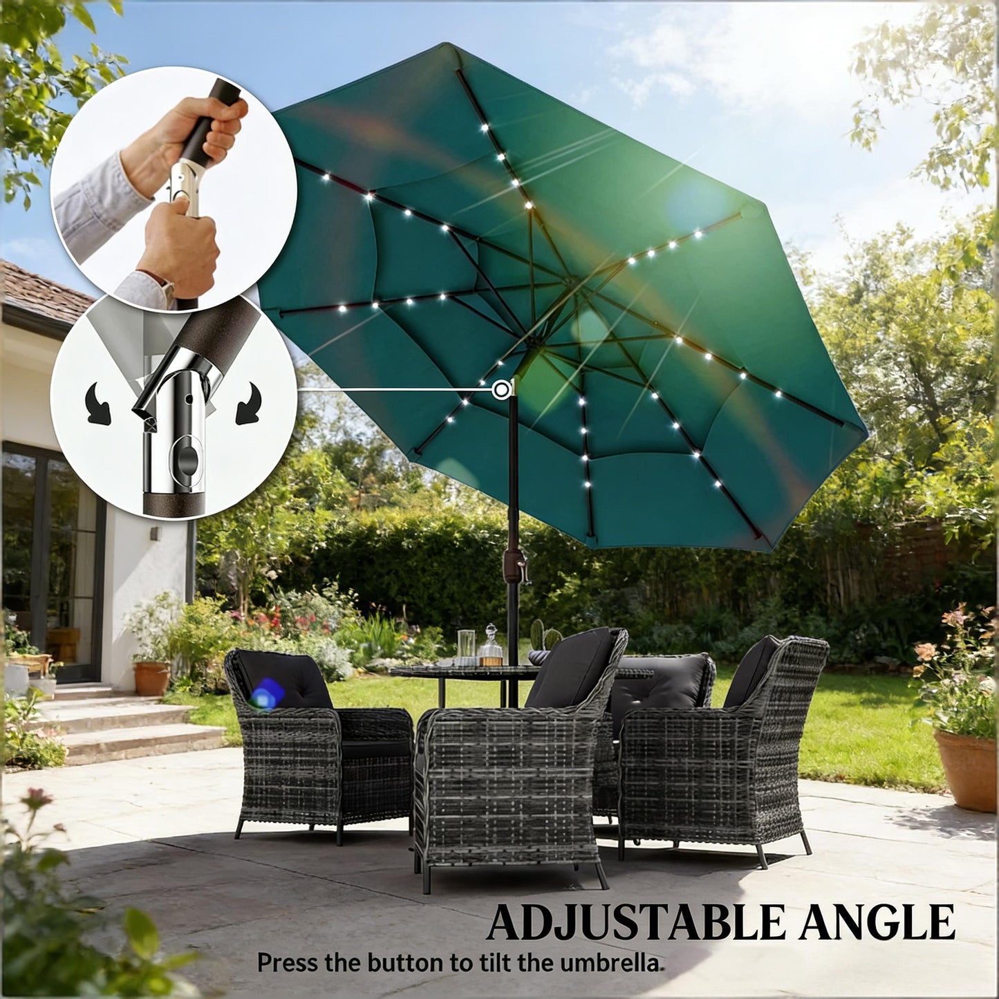 Patio Umbrella,3 Tier Outdoor Table Umbrella,Outdoor Patio Umbrella (Only Umbrella)