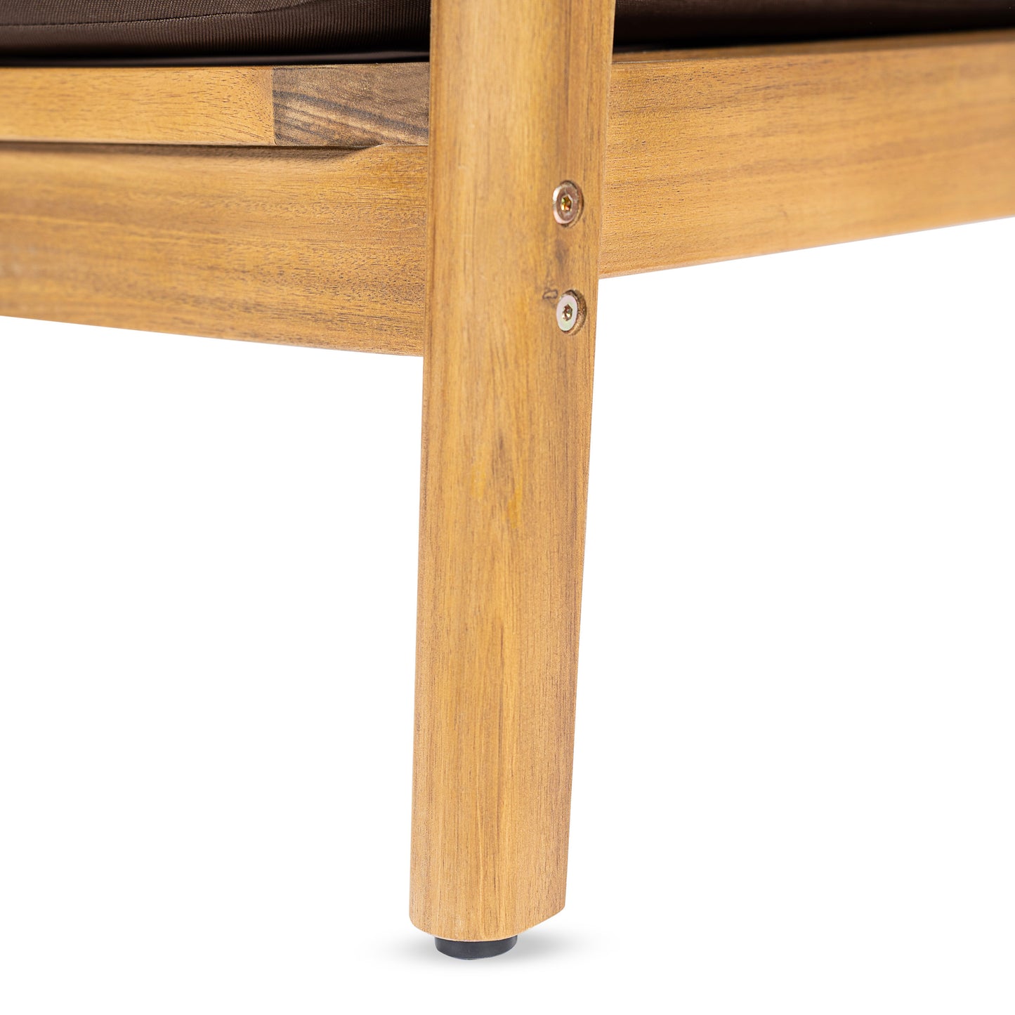 Outdoor Club Chair , Acacia Wood Frame with Rope Back Detail, Water-Repellent Brown Cushions for Patio/Backyard/Deck