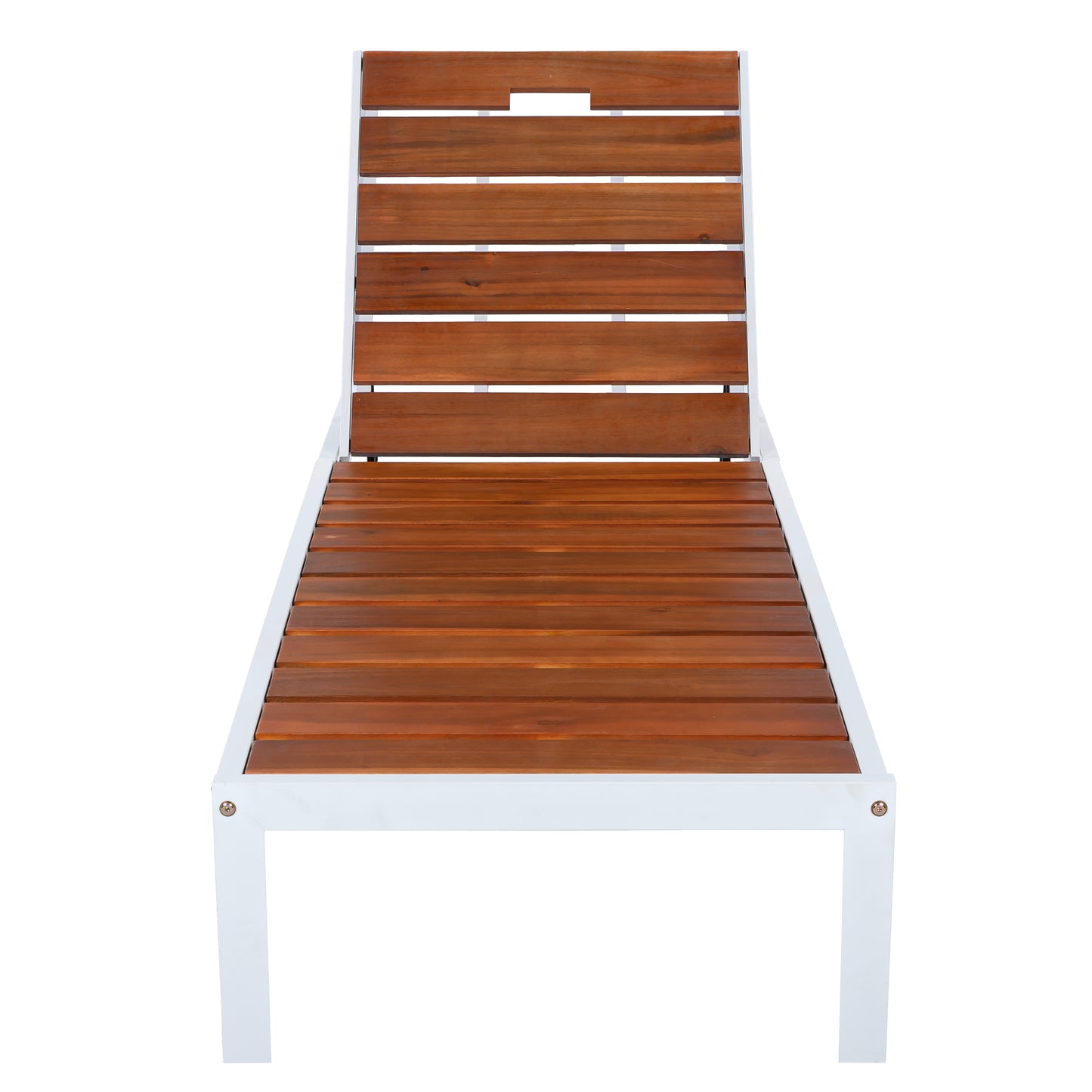 Outdoor Chaise Lounges Pool Lounge Chairs Outdoor Daybed Recliner with Adjustable Backrest for Patio, Poolside or Beach, White+Brown