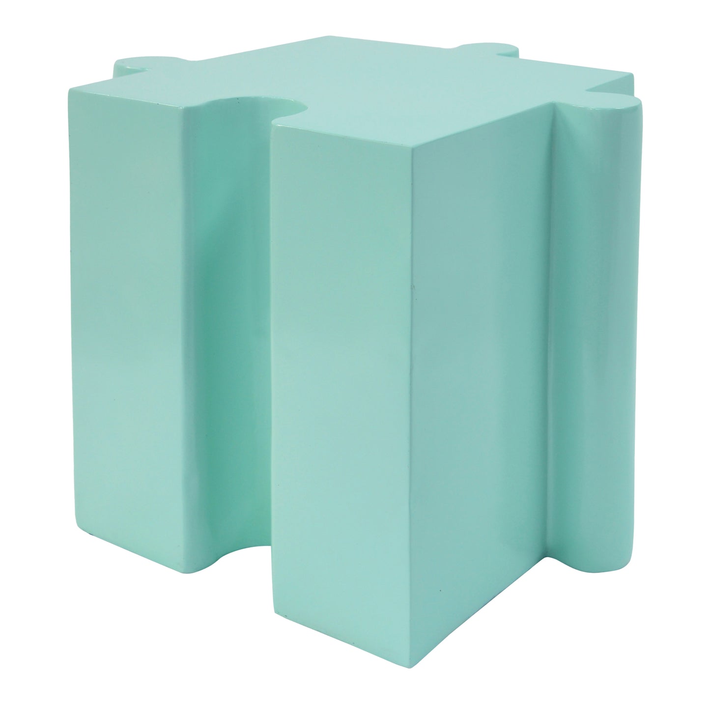 3-Piece Artistic Puzzle Table Set,Modular MGO Side Tables with Interlocking Design (2 Convex & 1 Concave), 200lb Capacity for Indoor & Outdoor, Light Green & Light Blue Color