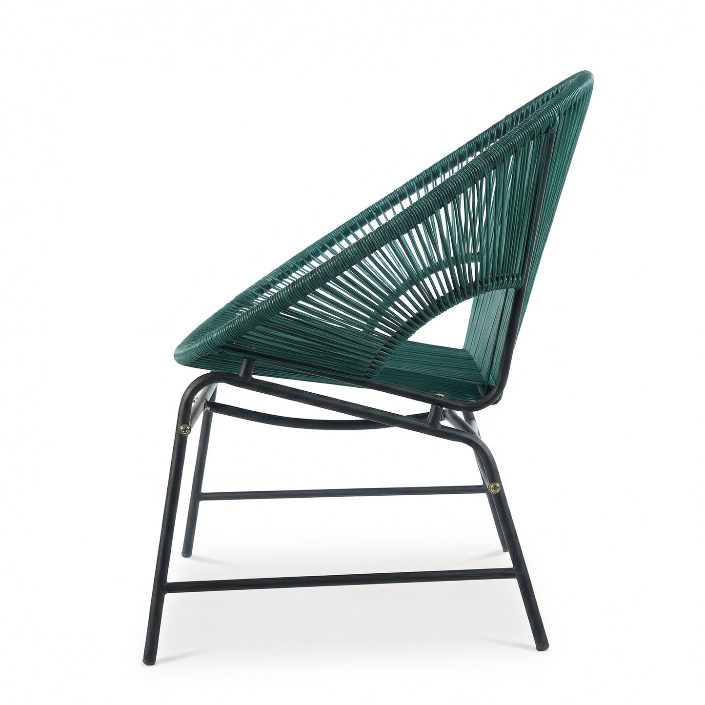 CONDESSA OUTDOOR PATIO WICKER LOVE SEAT, GREEN PE RATTAN & IRON FRAME, SET OF 1