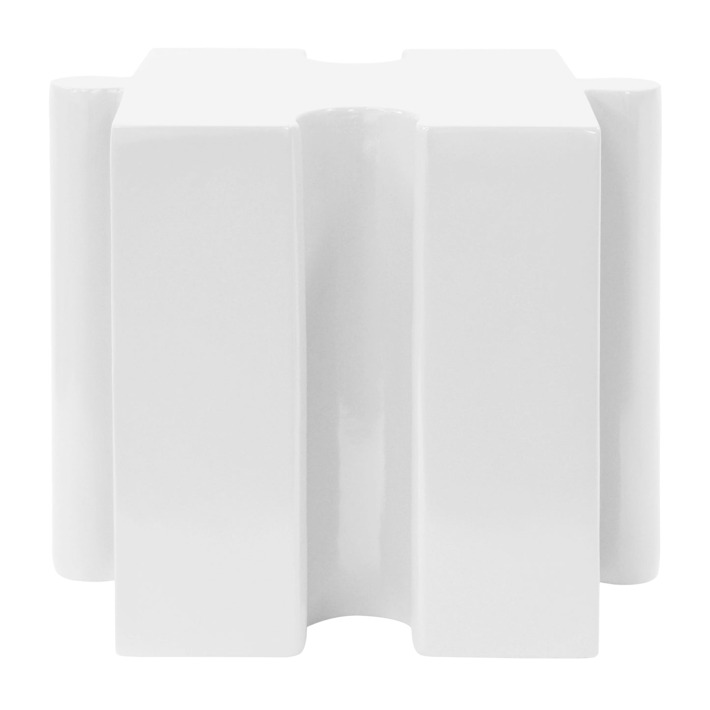 Puzzle Art Side Table, Modular Concave Edge MGO Table - Buy Singles or Combine for Custom Layouts, Indoor & Outdoor,White Color