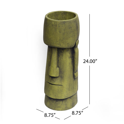 Concrete Ceramic Antique Green Cryolite Planter 8.75 in. L x 8.75 in. W x 24.00 in. H PVC