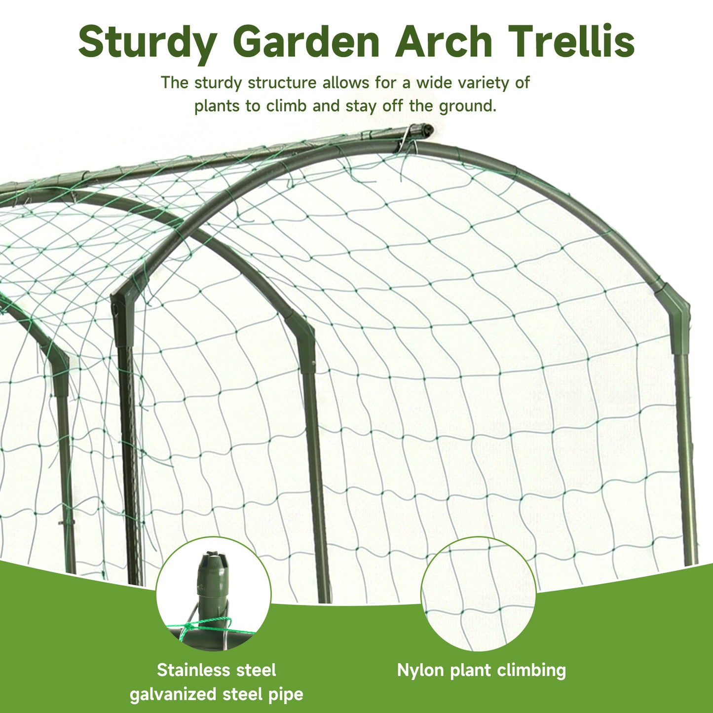 Cucumber Trellis for Raised Bed, U-Shape Garden Arch Metal Support for Climbing Plants, Metal Arch Plant Support Vegetables Trellis