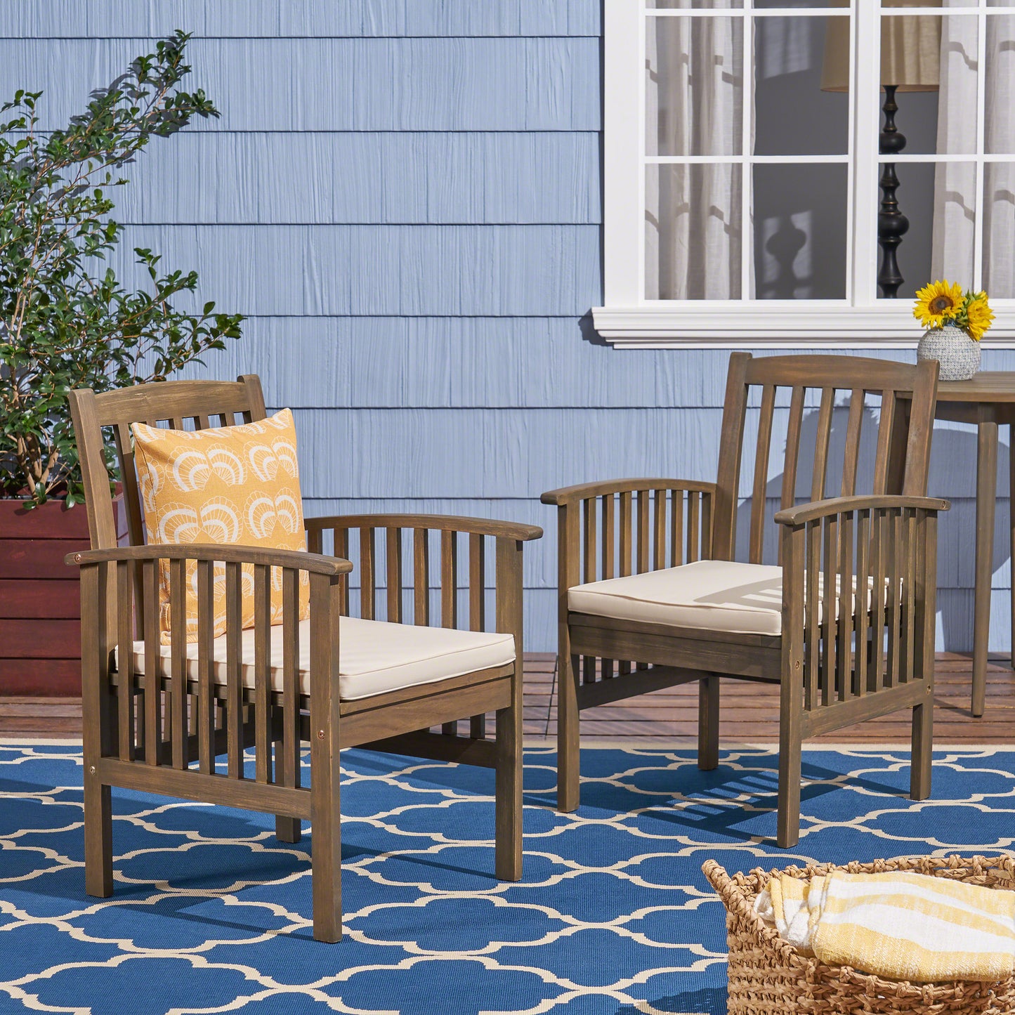 CASA ACACIA DINING CHAIR,2PCS with 2 Cushions