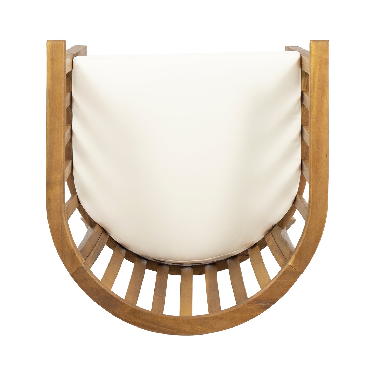 Outdoor Wooden Dining Chairs With Cushions, Set of 2, Cream, Teak Finish