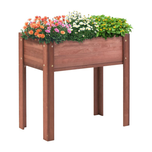 31x31x16 in. Brown Solid Wood Rectangular Raised Garden Bed with Legs, Elevated Wooden Planter Box for Outdoor Plants