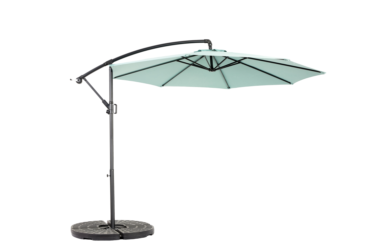 Best Choice Products 10ft Offset Hanging Market Patio Umbrella w/Easy Tilt Adjustment, Polyester Shade, 8 Ribs for Backyard, Poolside   -  ( Light green )(No Base)