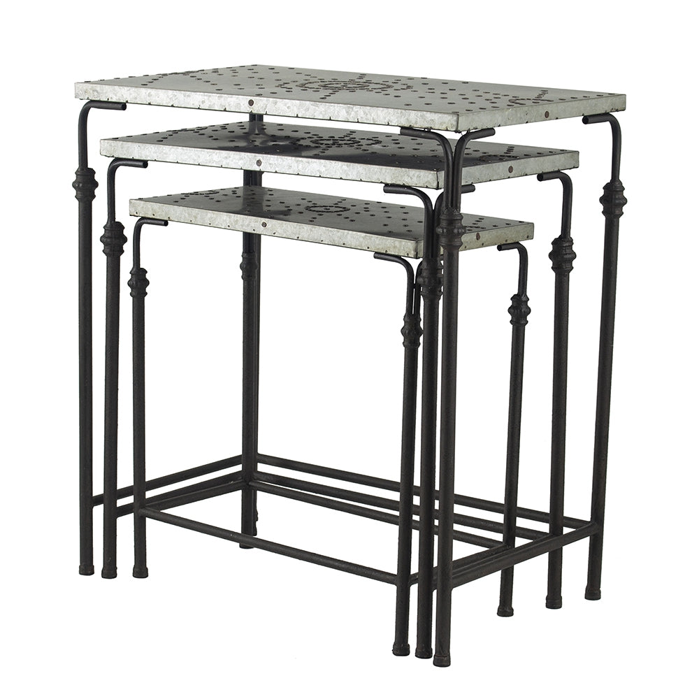 Set of 3 The Gilbert Nesting Tables Metal Plant Stand, L:24x14x26" M:21.5x11.5x23" S:19x9x20"