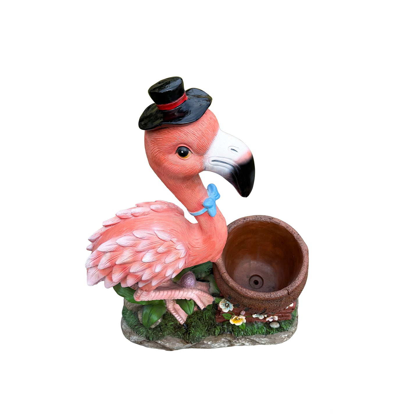 Outdoor Garden Sculpture Flamingo Flower Pot Planter - Unique Yard Statue Decoration, Interesting Law Outdoor Ornament